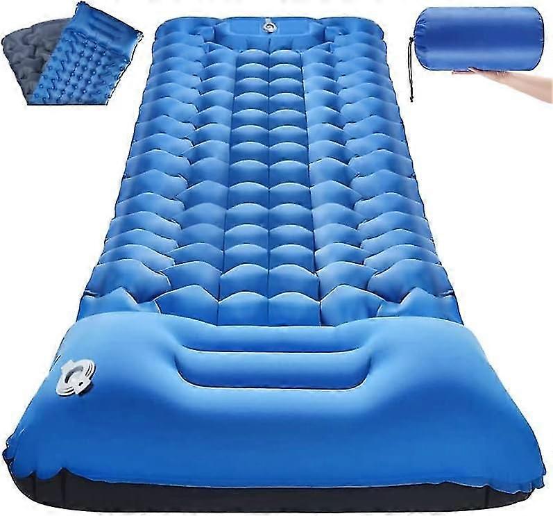 Inflating Camping Sleeping Pad, Widen & Thicken Camping Mat with Pillow, Lightweight Single Air Matt
