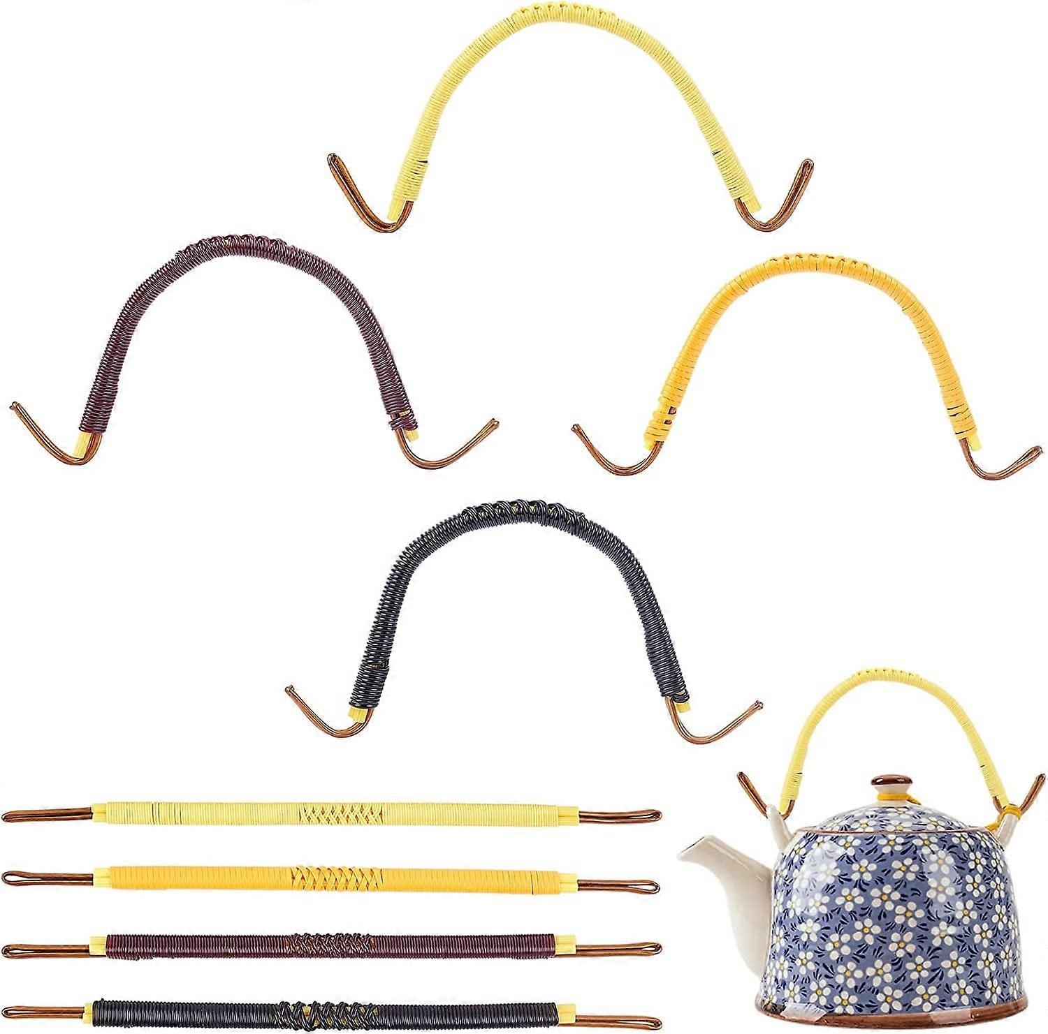 8pcs Teapot Handles 4 Color Abendable Handle Replacement Adjustable Dobin Handle for Ceramic Pot Pottery Tea Pots Japanese Wired Teapot