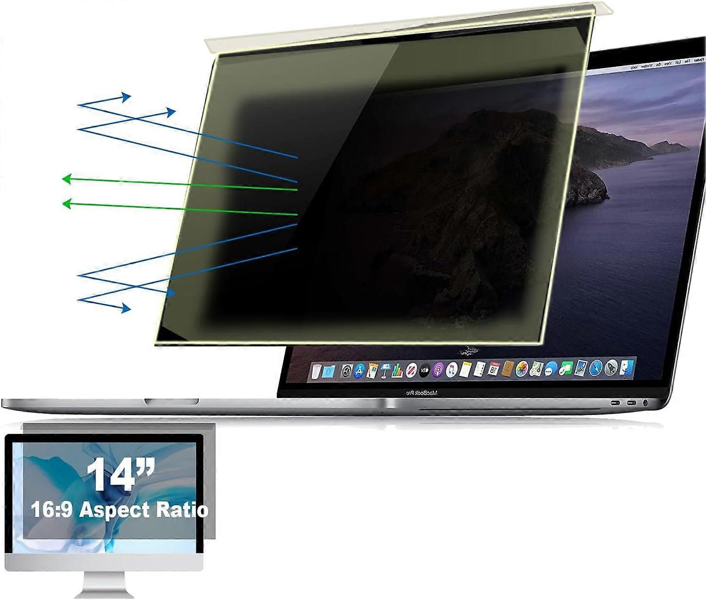 Hanging type Laptop Privacy Screen 14 inch for 16:9 Computer Monitor, 14" Removable Anti Glare Protector Blue