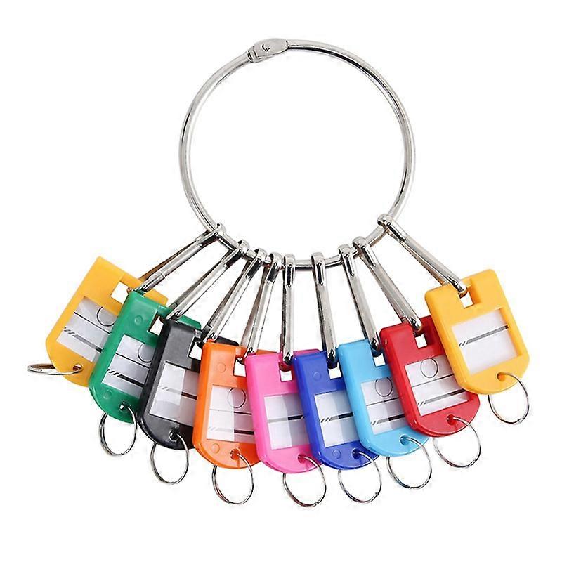 Portable Metal Ring Key Organizer with Spring Hooks & Key Tags with Ring and Label Window