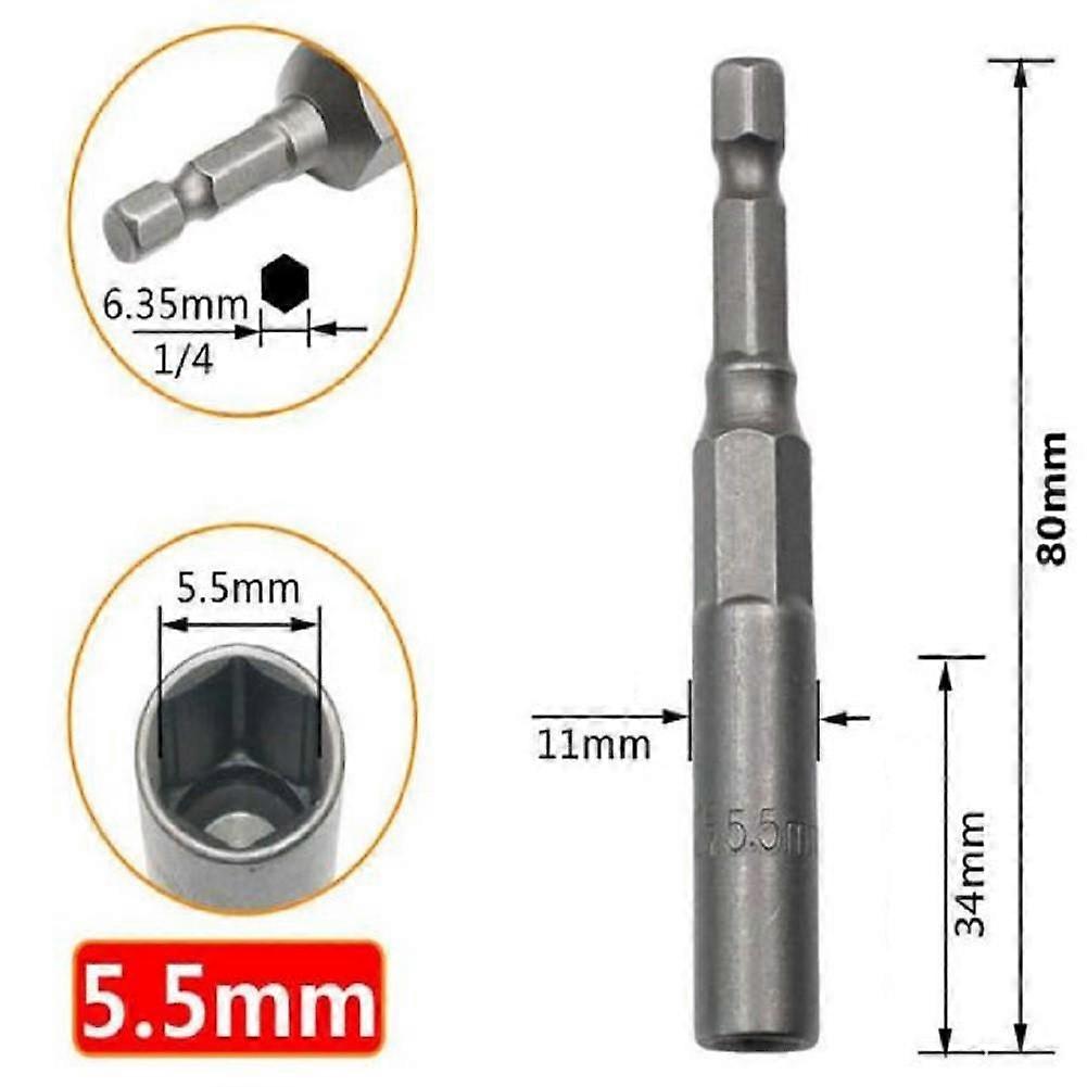 1PCS 80mm Length 1/4" Hex Drive Magnetic Socket  Impact Nut Bolt Drill Bits