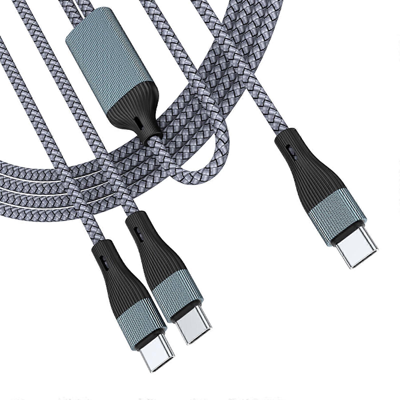 1 to 2 USB C Charging Cable PD100W Fast Charge With Data Transfer For Laptop Phone Tablet Multicolor