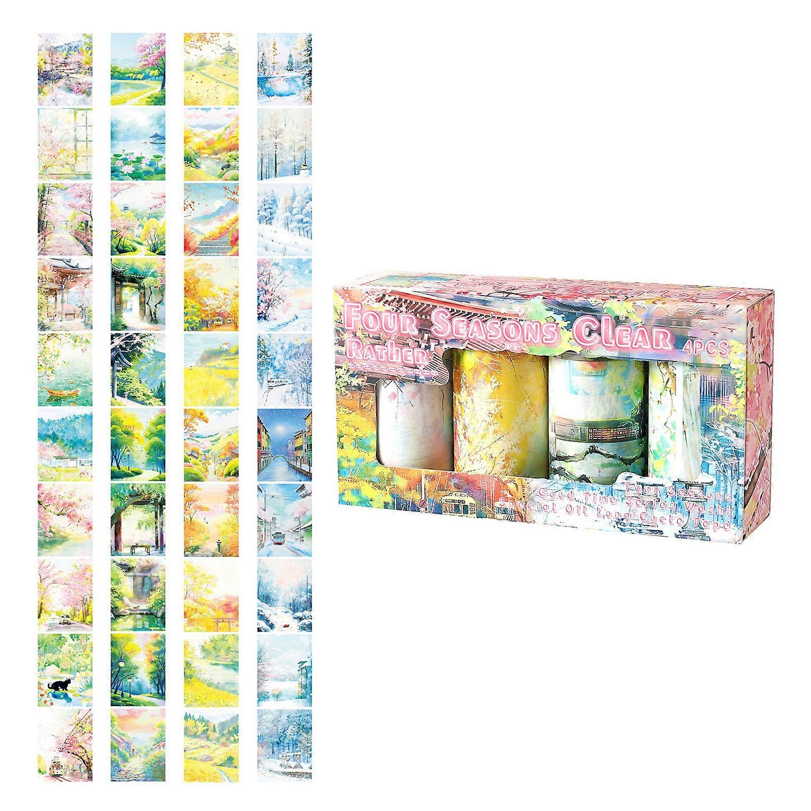 Environmental Friendly Scrapbooking Tape 4 Designs Spring Fall Winter Themes Identity Adhesive Crafting Materials Multicolor