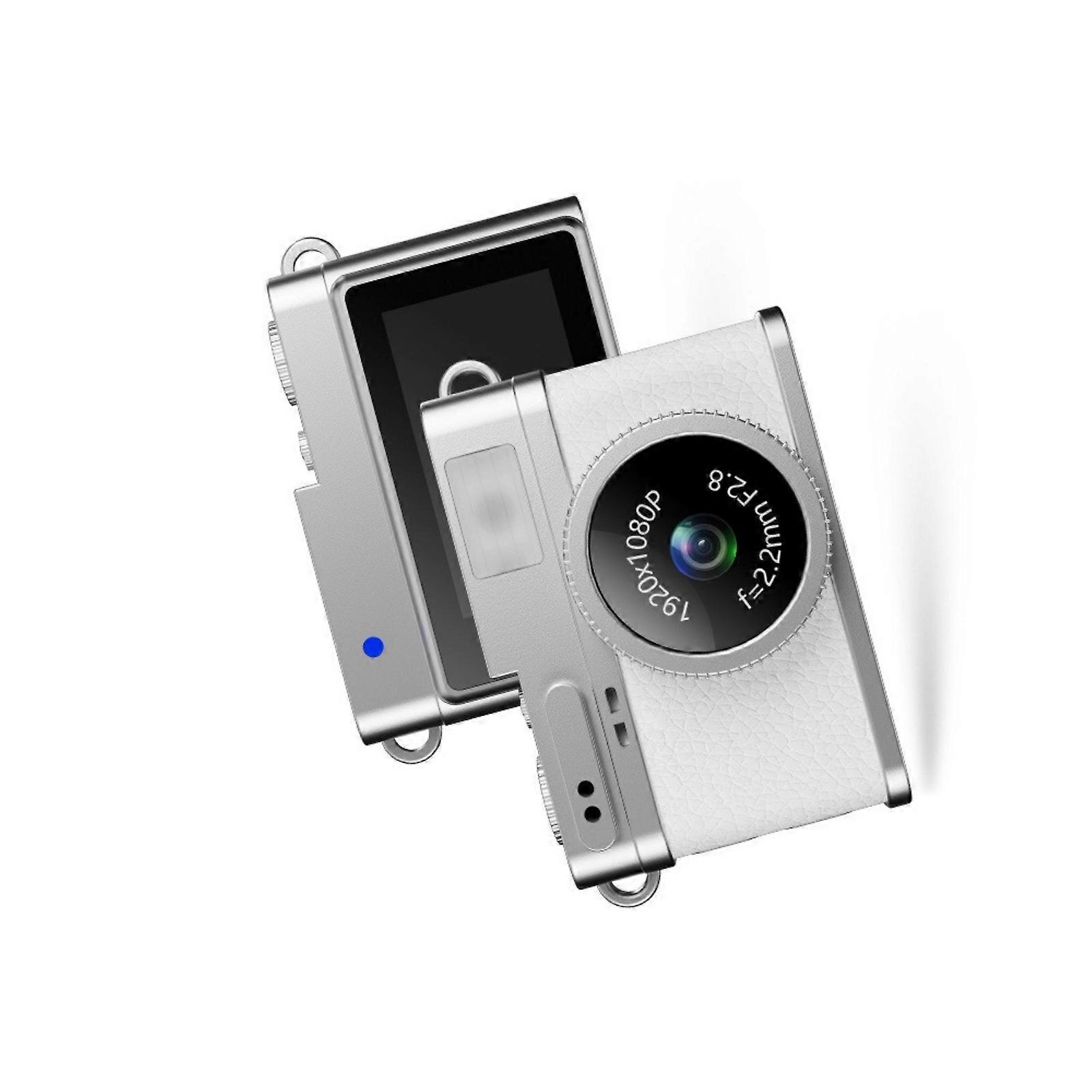 Mini Keychain Camera 1080P Mini Retro Digital Camera Tiny Pocket Size Photo Video Camera Small Camara Portable  White