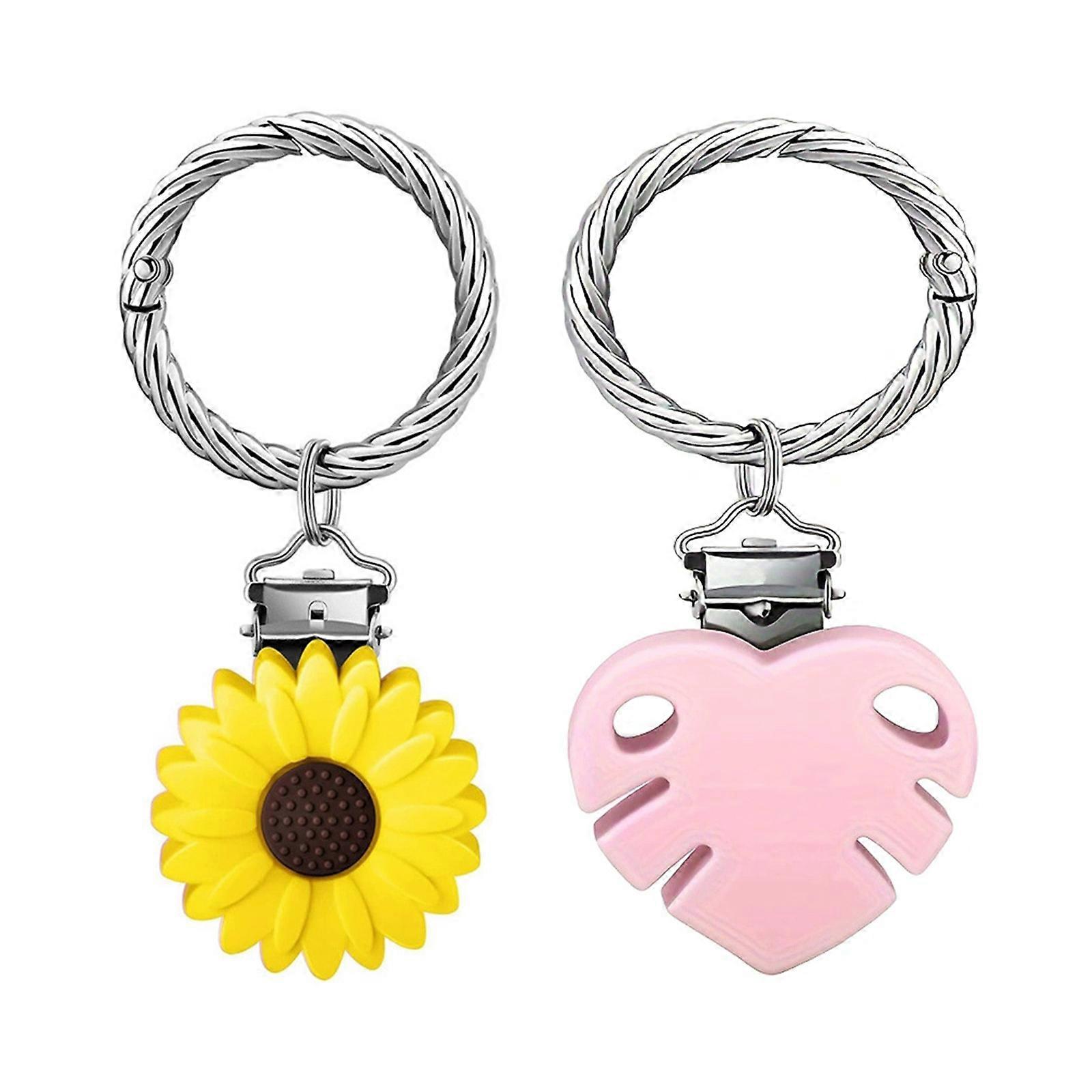 Multi Functional Alloy Flower Leaf Key Rings with Secure Clip Design Compact Lightweight for Hats Accessories  Yellow inoculum leaf