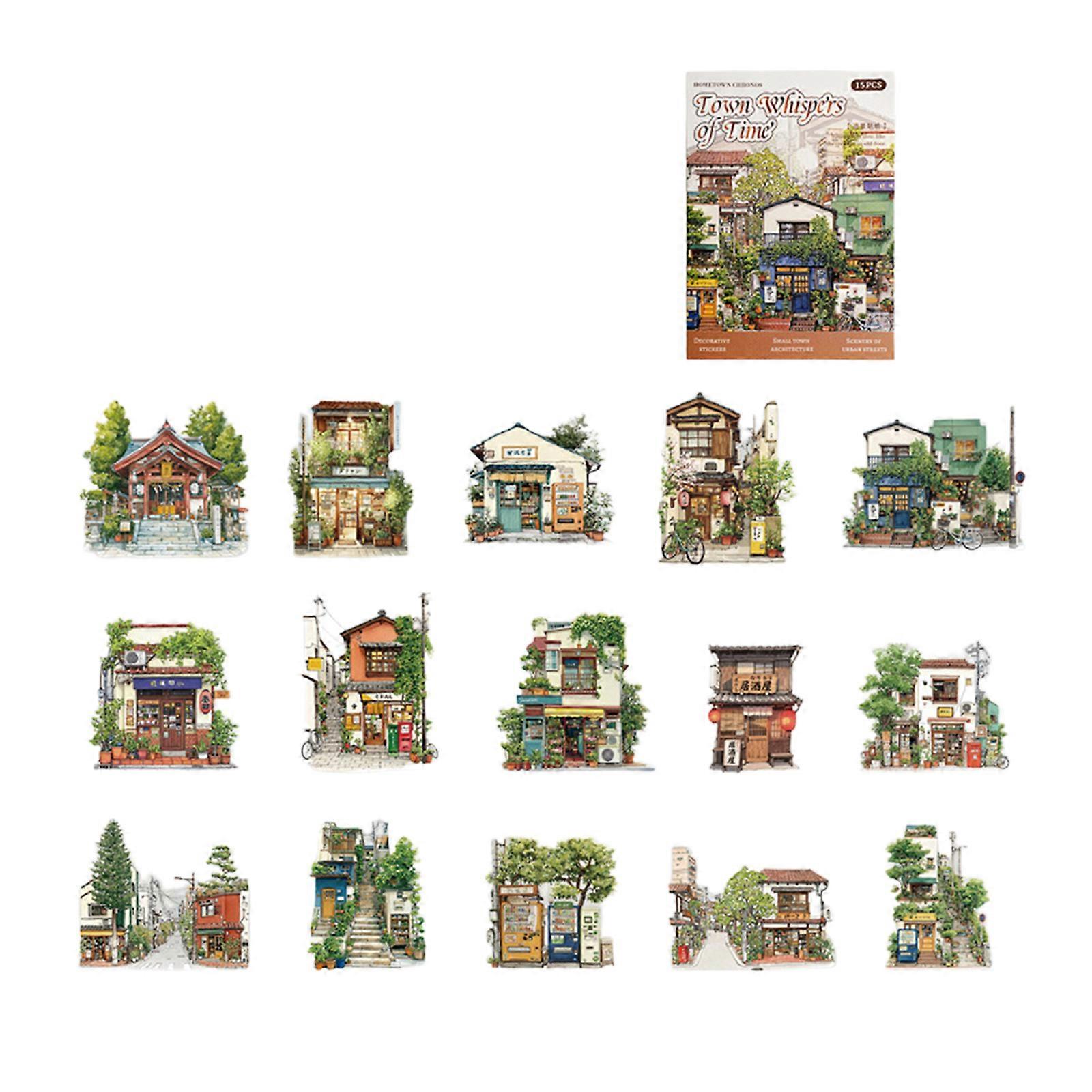 Architecture Scenery Sticker Waterproof PET Decorative Sticker For Scrapbooking Notebook Journals Memory Book Phone Case Multicolor