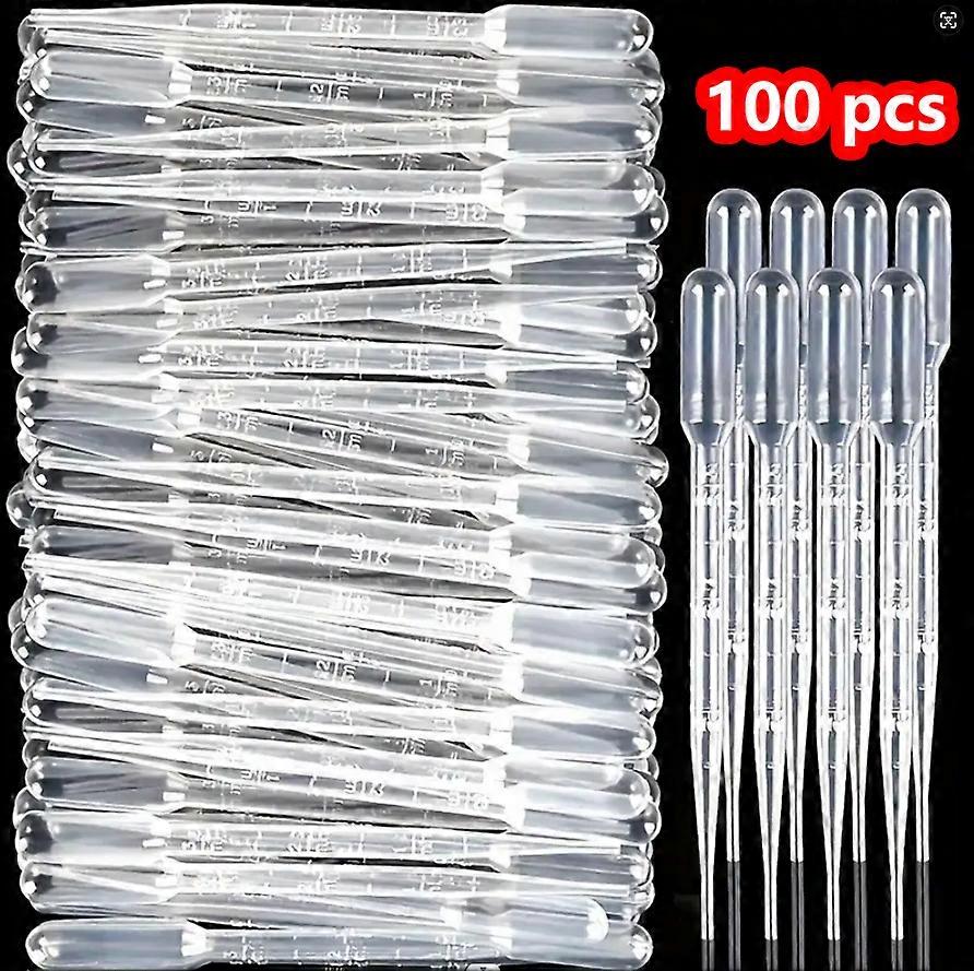 100 pcs Disposable Droppers 3ml Plastic Transfer Pipettes DIY Art Projects & Lab use