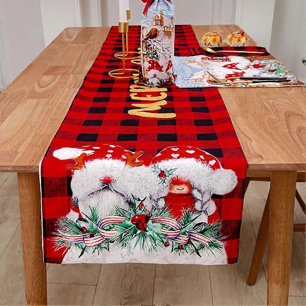 Christmas Tablecloth with Embroidered Red Design, Festive Table Runner for Holiday Dining Decor