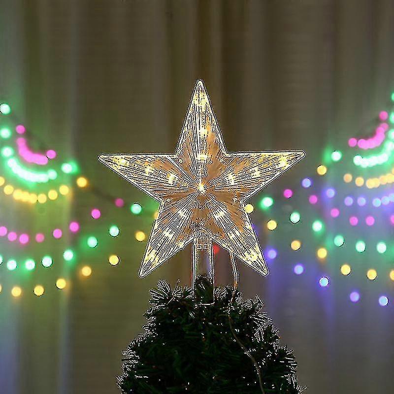 Christmas Tree Top With 10 Leds With Power Plug - Illuminated Christmas Tree Top In Warm White - Christmas Tree Star Top Tree Top