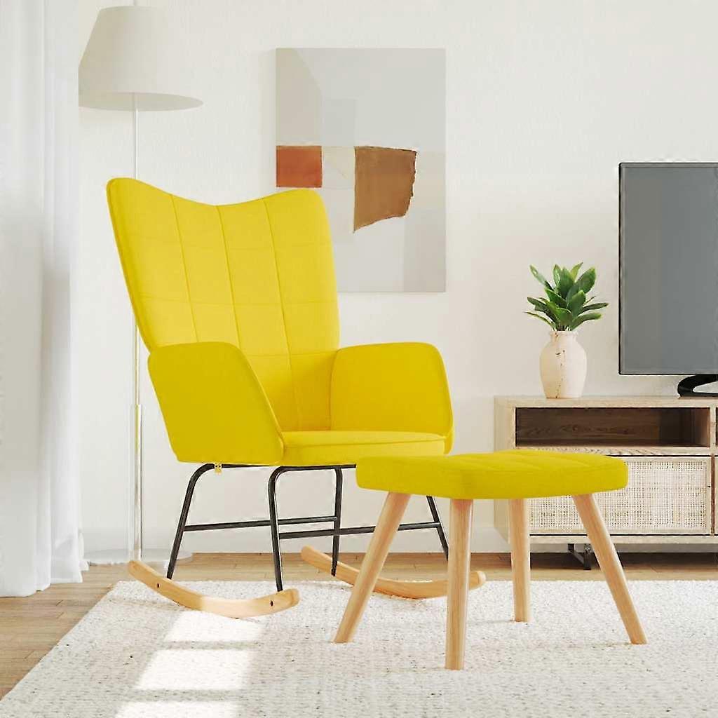 Schaukelsessel mit Hocker Senfgelb Stoff