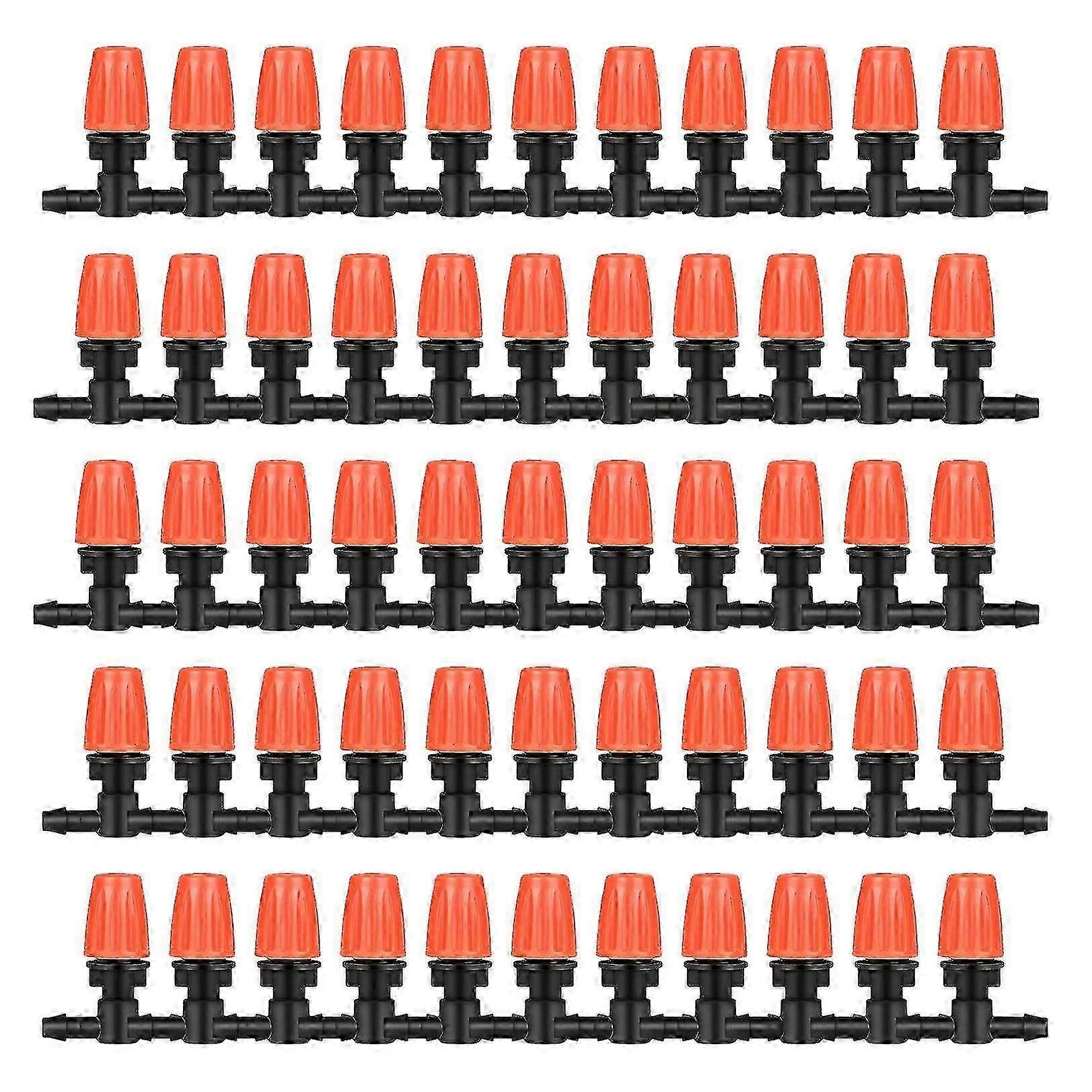 50 Pcs Three-way Atomizing Nozzle, Adjustable Mist Nozzles, Drip Irrigation Emitters, Greenhouse Watering System (haoyi