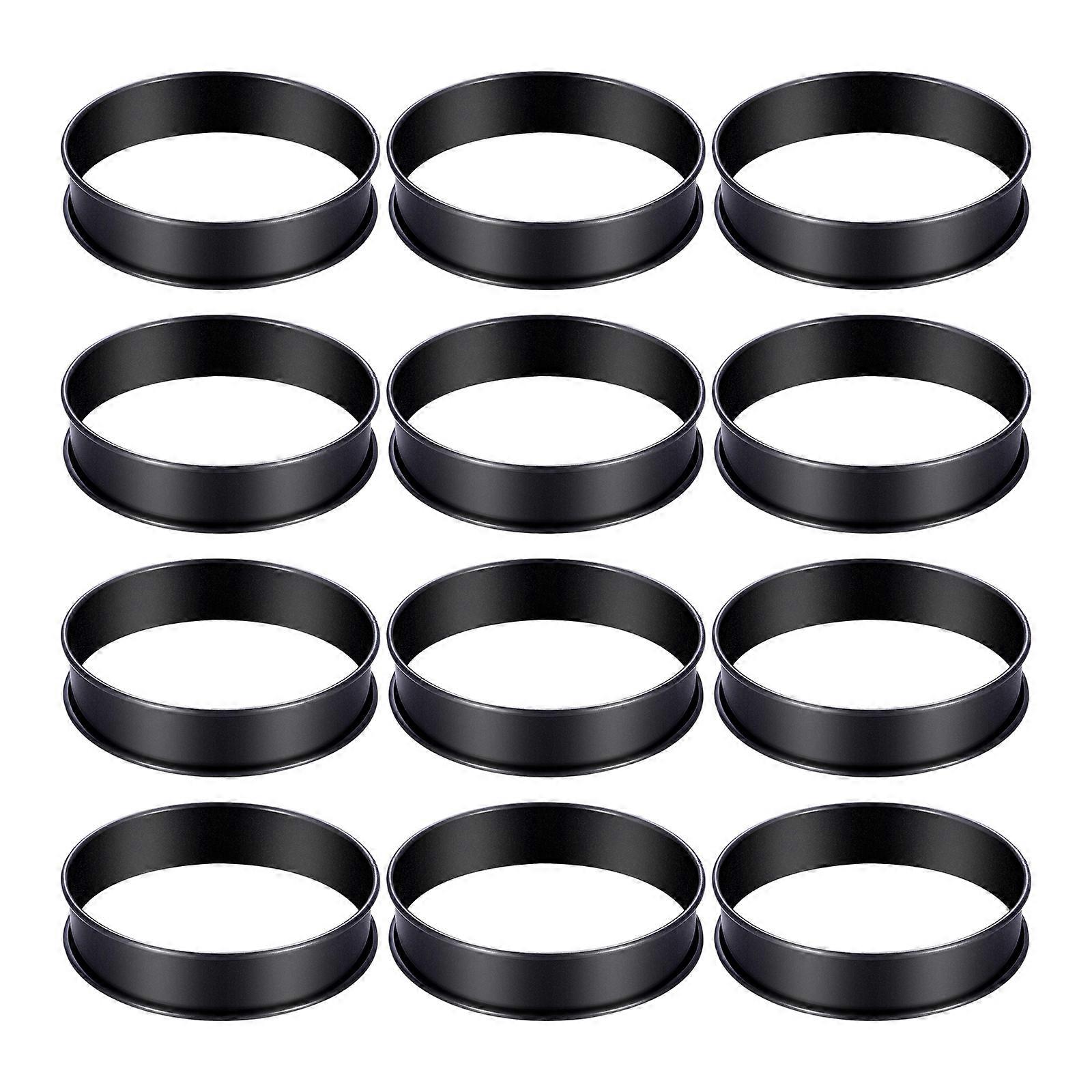 Set of 12 Nonstick Tart Molds Stainless Steel Crumpet Molds English Muffin Molds Multi Purpose Baking Molds for Baking Multicolor