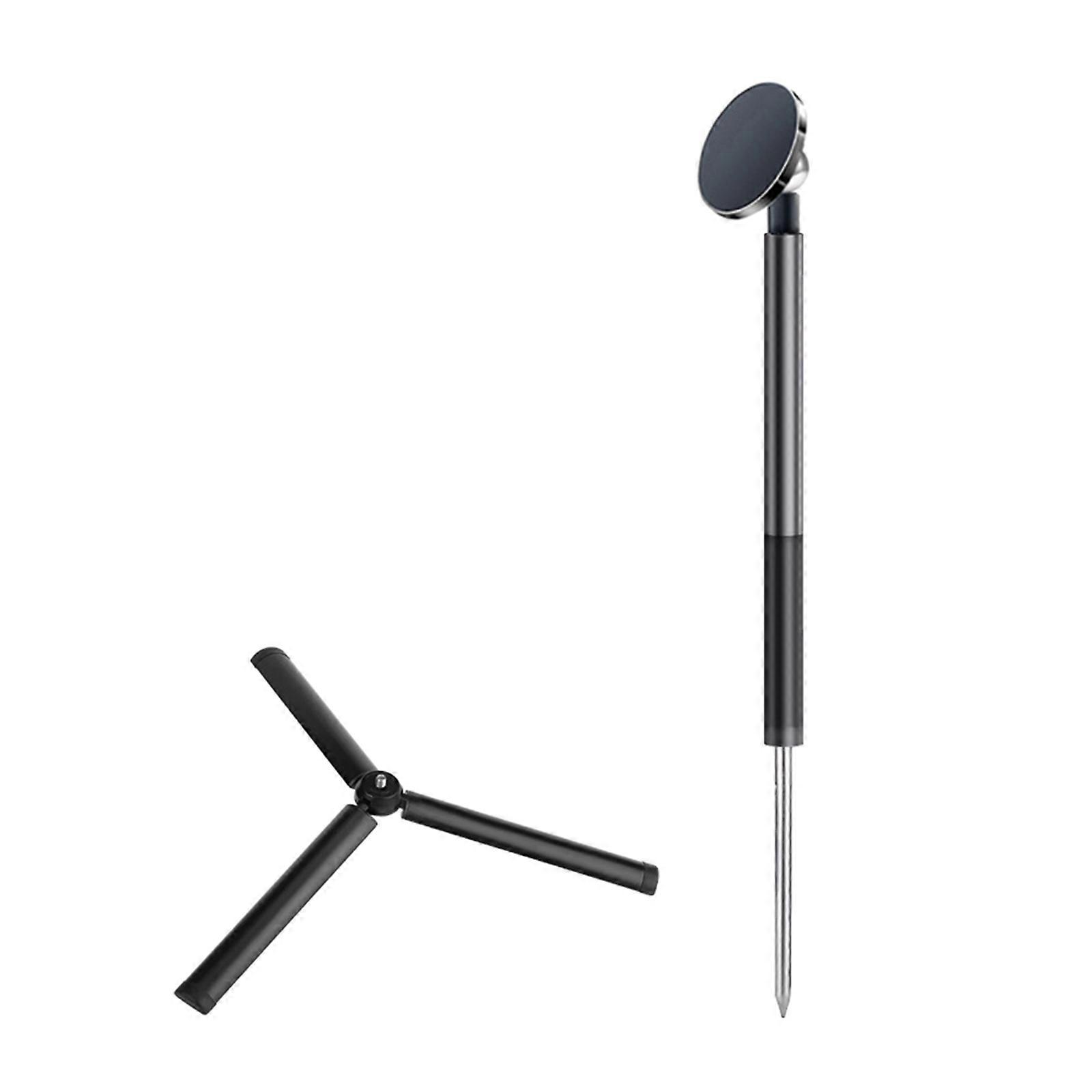 Metal Phone Support With Extendable Spikes Base And Magnetic Rotation Golf Monopod Selfier Stick Video Recording Multicolor