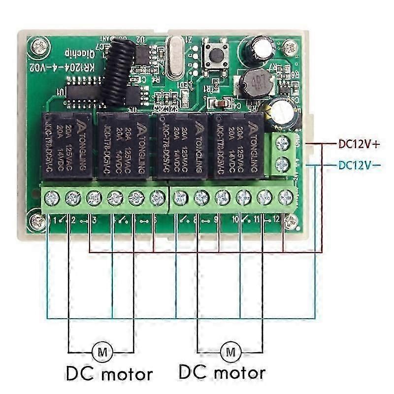 DC12V 24V 4CH Remote Control Switch 433M Receiving Control Four-Way Relay Module