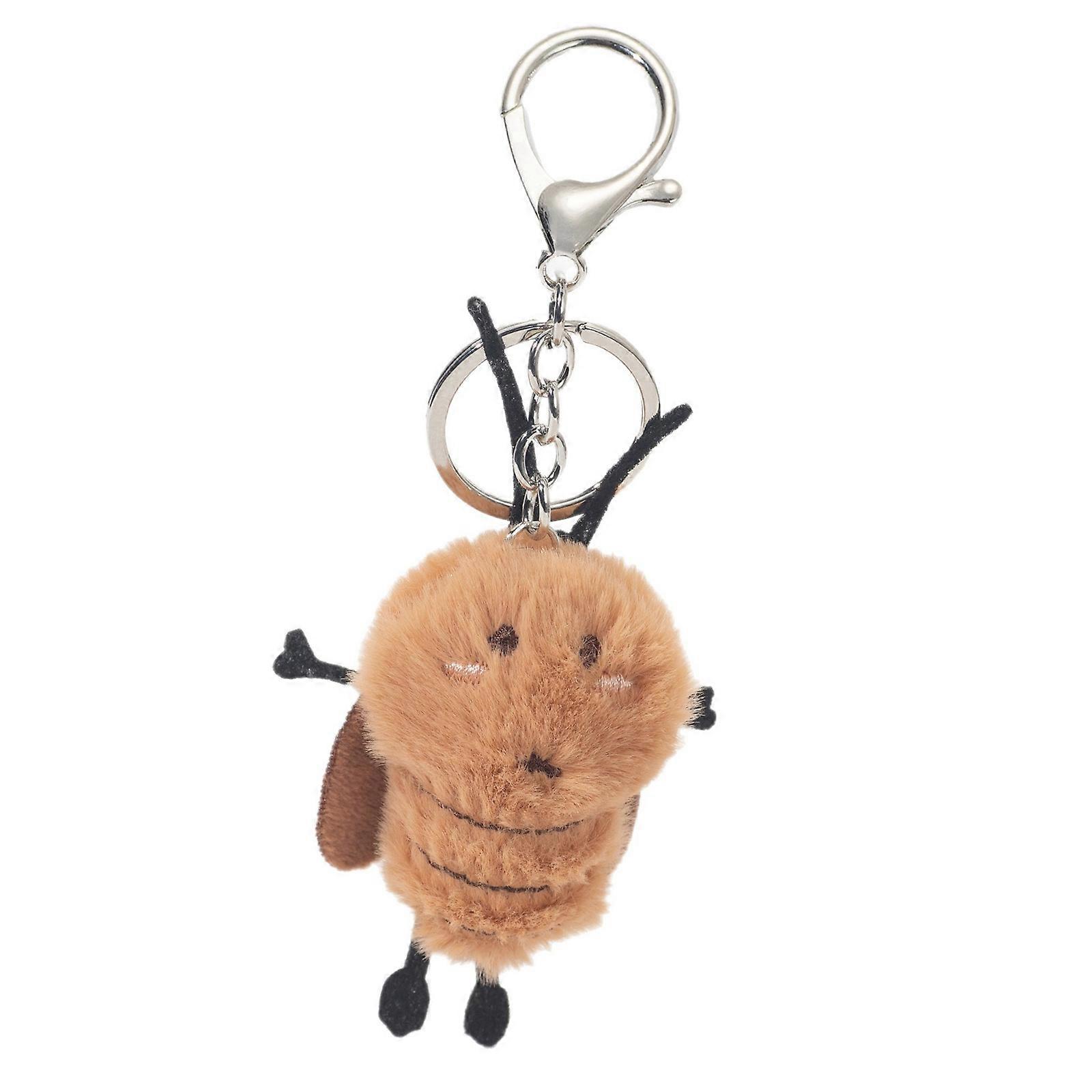 Lightweight Cartoon Cockroach Plush Keychain Portable Design for Easy Carrying on Trips or Daily Commute Adds Fun Multicolor