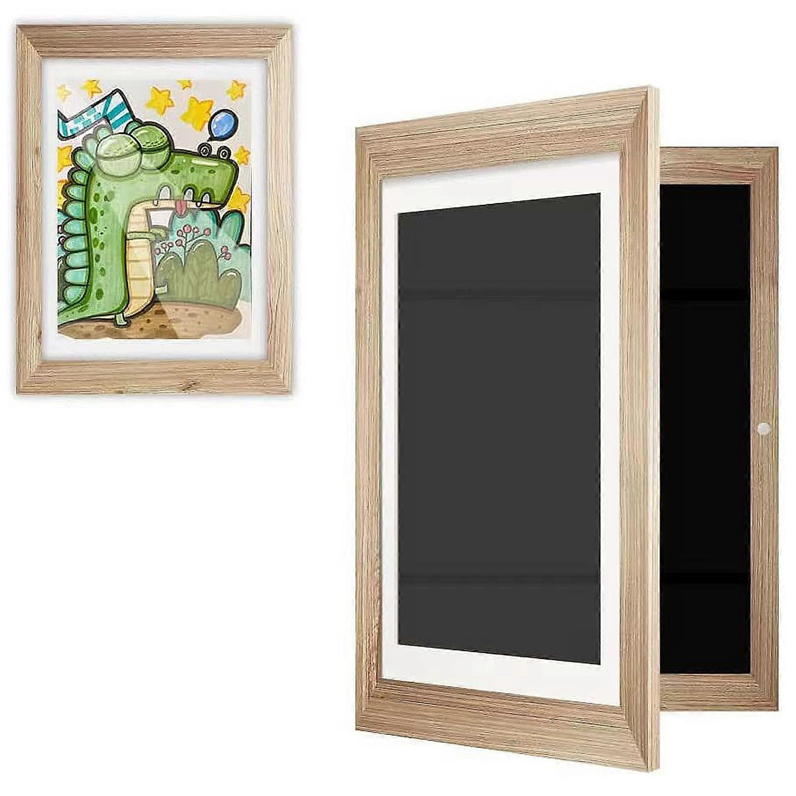 Kids Art Frame Front Opening Wooden A4 Display for Children's Drawings and Crafts
