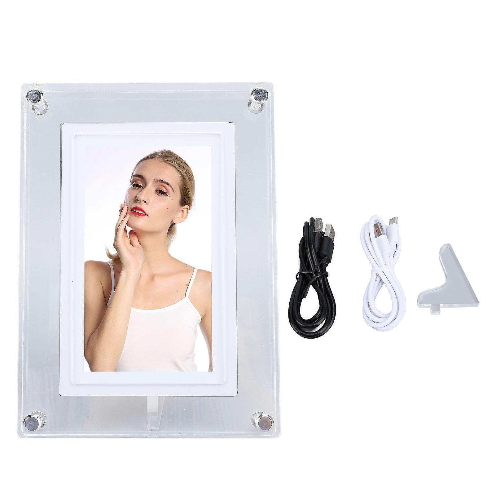 5 Inch Acrylic Digital Picture Frame Colorful LED Art Photo Frame Automatic Rotating Picture Frame with 4G Memory for Home Office