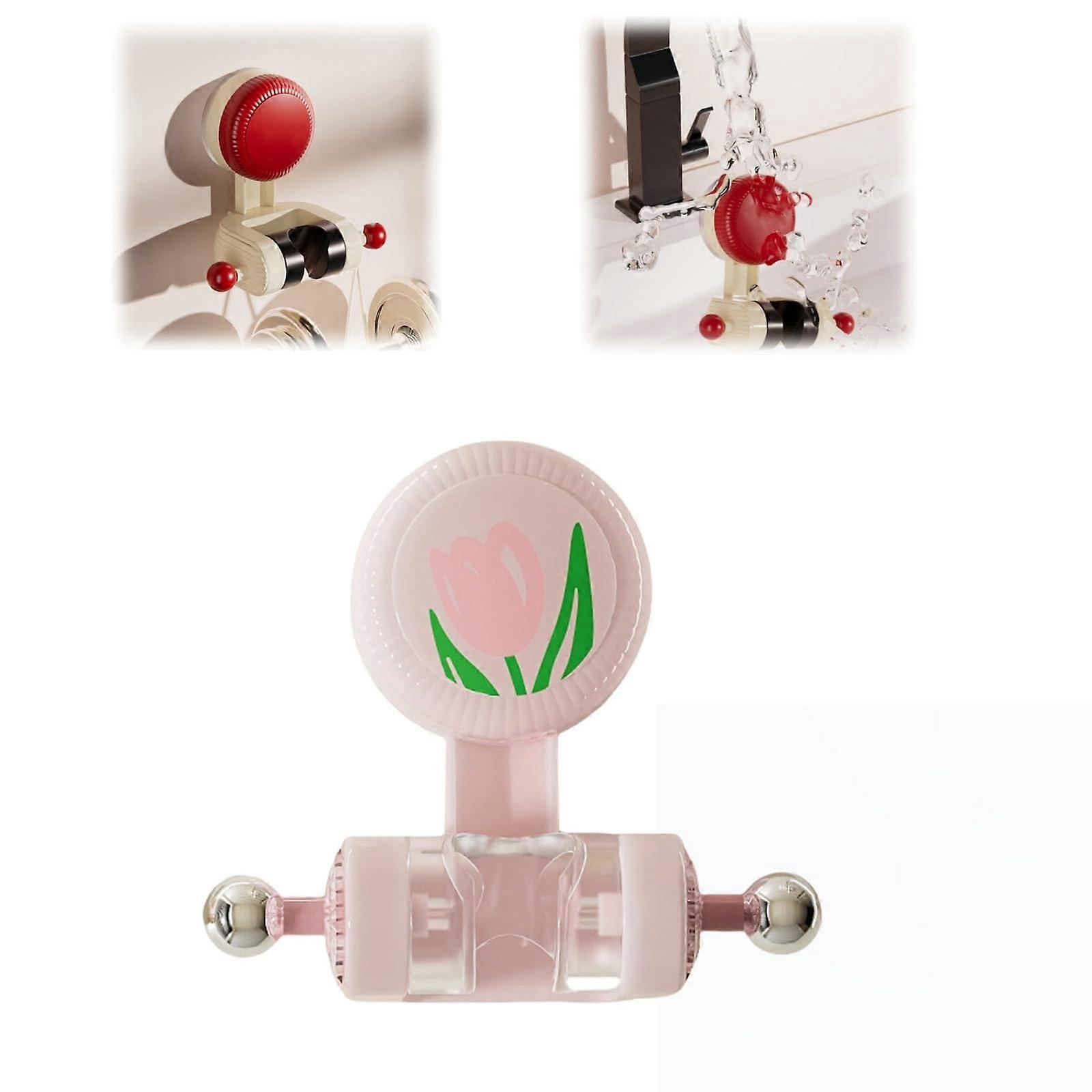 Adjustable Suction Cup Shower Head Holder with No Drilling Bracket for Handheld Shower (Pink)