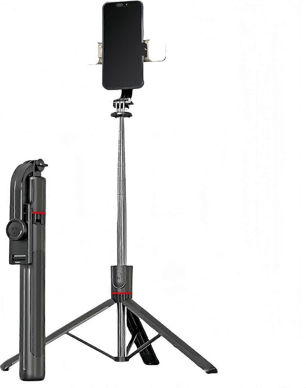 67" Foldable Bluetooth Selfie Stick Tripod/Monopod with Dual LED Lights, Wireless Charging