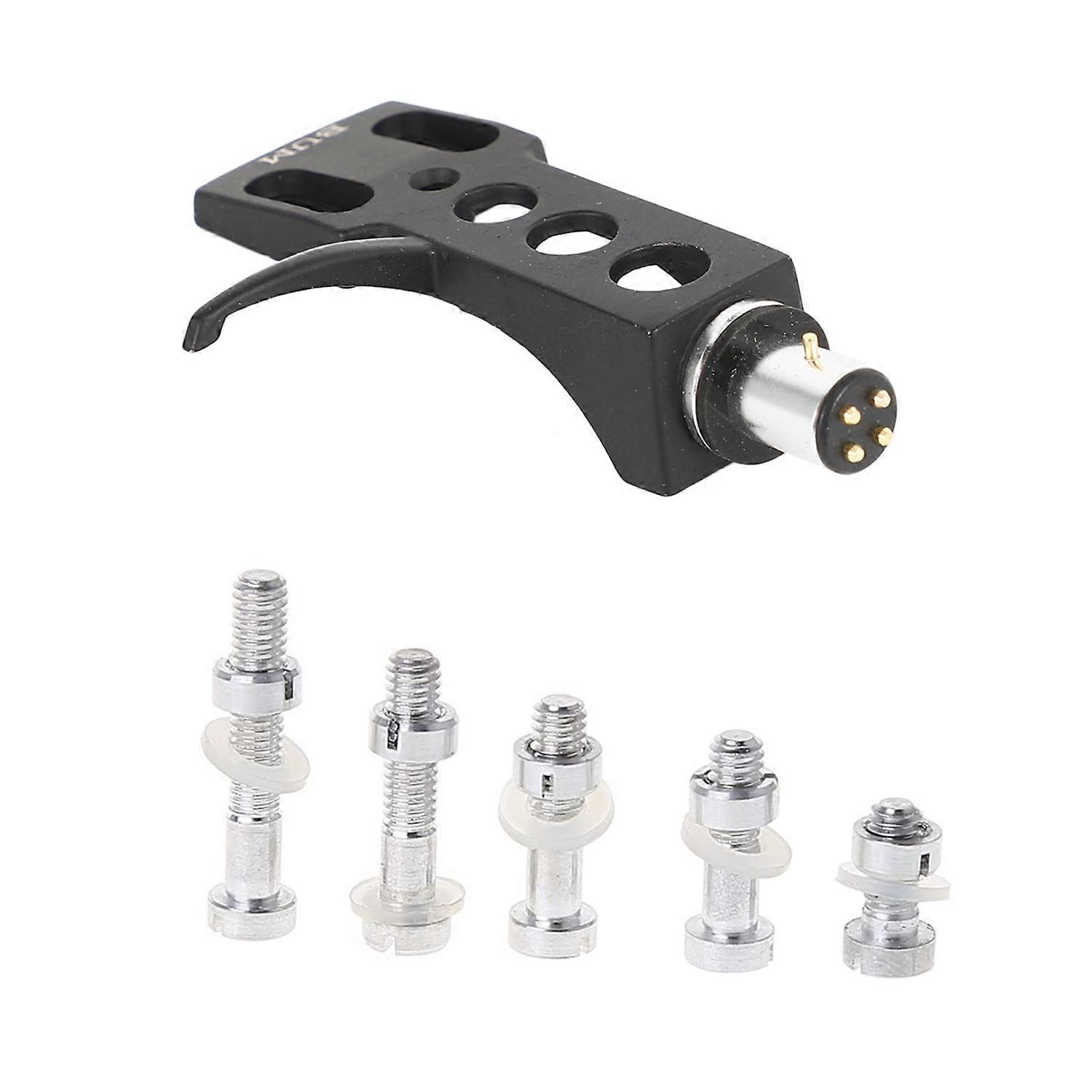 1x Black Turntable Headshell for Technics & 5Pcs M2.5 Screws Bolt Nut Washers Set Turntable Headshell Cartridge Stylus