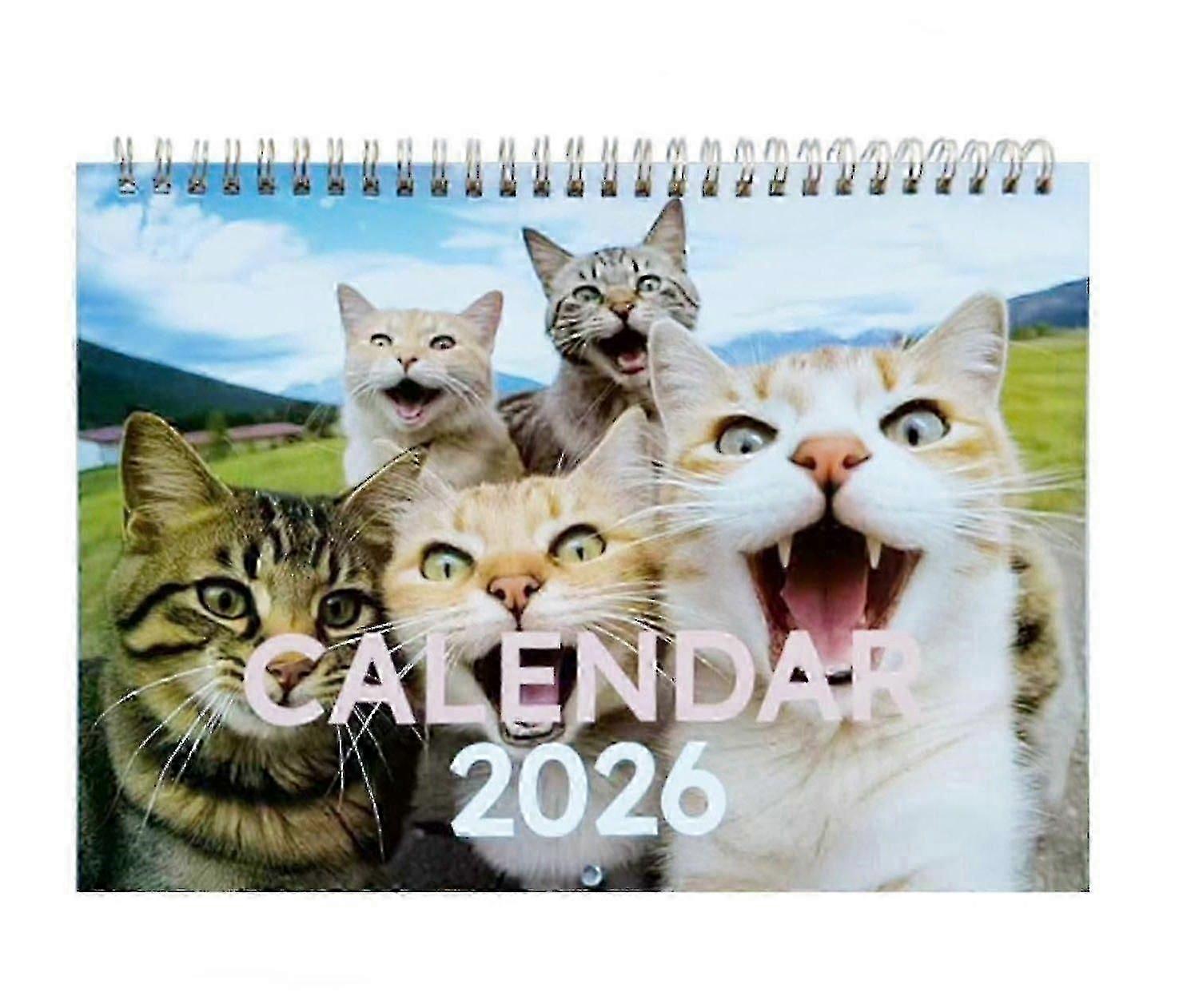 2026 Wall Calendar,Cat Calendar January - December10"x14.6" Opened, Cute Cat Selfies Theme Calendar whith Holidays Highlighted for Organizing & Planni