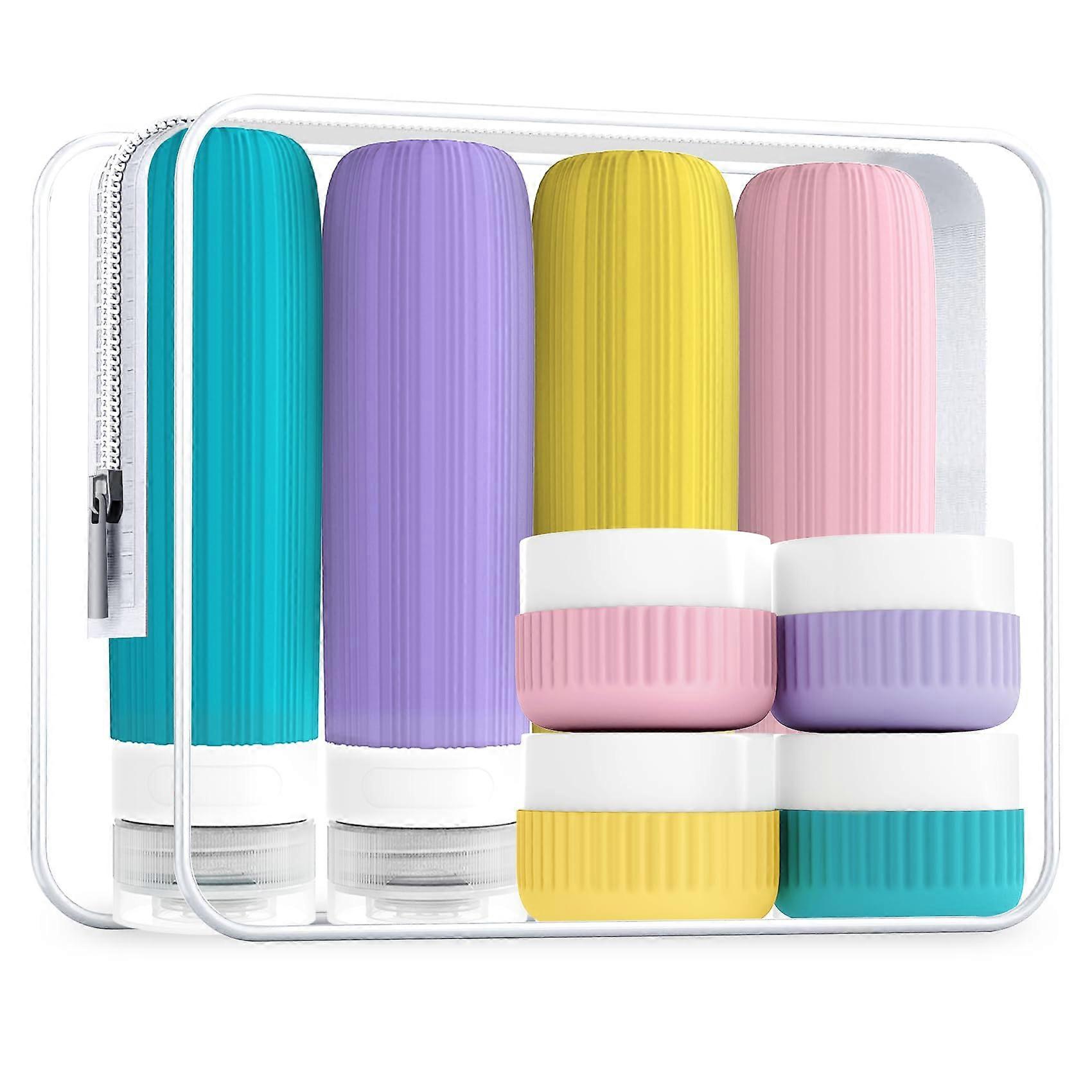 TSA Approved Leakproof Silicone Travel Toiletry Bottles Set with Clear Bag Refillable 14Pc Pink