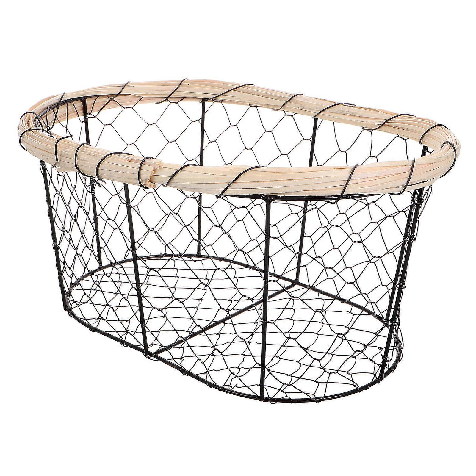 Rustic Iron Wire Basket Bread Basket for Kitchen Multifunctional Food Storage