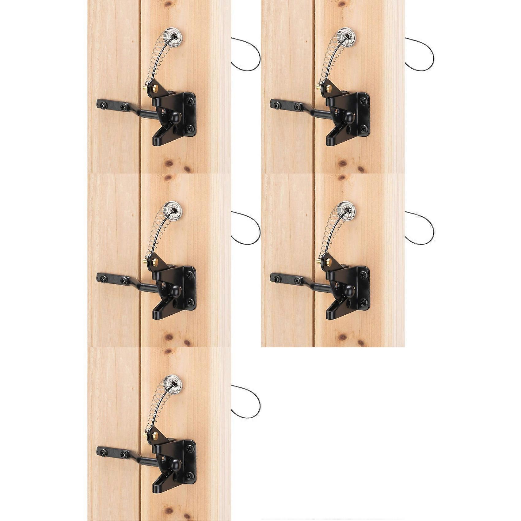 5X Self Locking Gate Latch for Wooden Fence Heavy Duty, Steel Spring Cable Pull String Gate Hardware Gate Lock