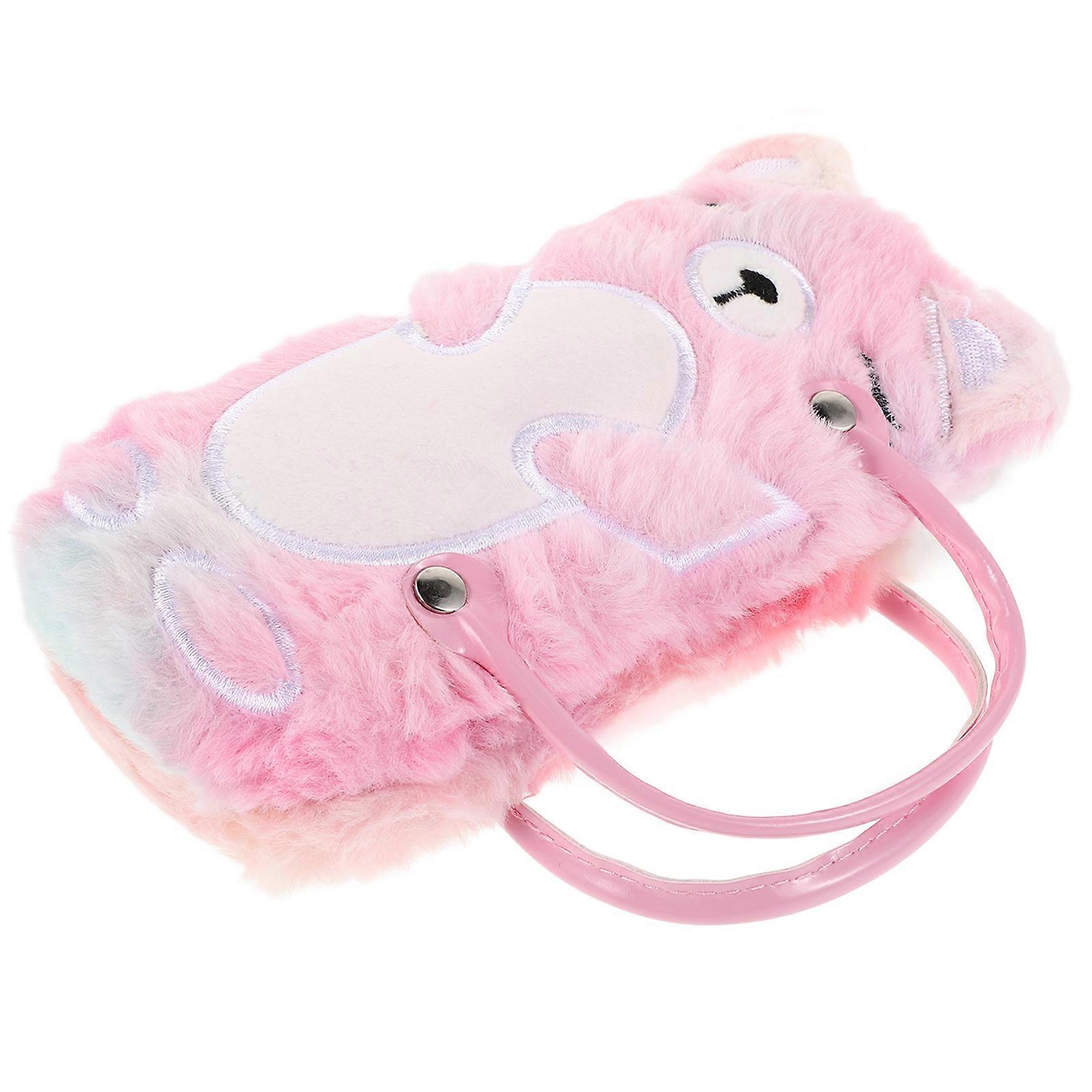 Cute Bear Plush Eyeglass Case for Kids with Handle Portable Storage for Glasses and Coins Assorted