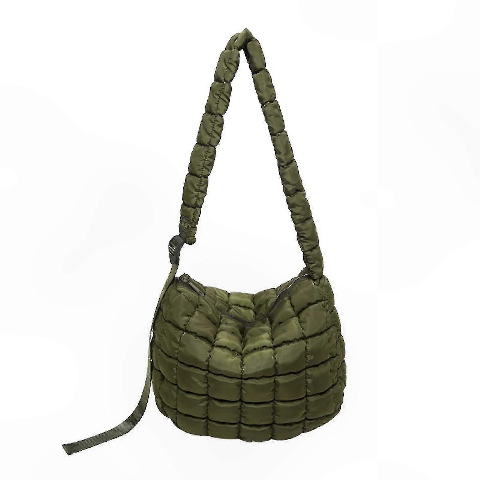 Stylish Quilted Puffer Handbag for Women with Adjustable Strap for Daily and Casual Use in White