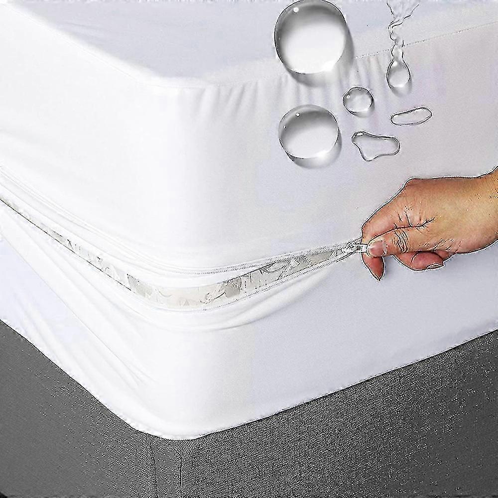Mattress Cover with Zipper for Double Bed, Waterproof and Dust-Proof Fully Enclosed