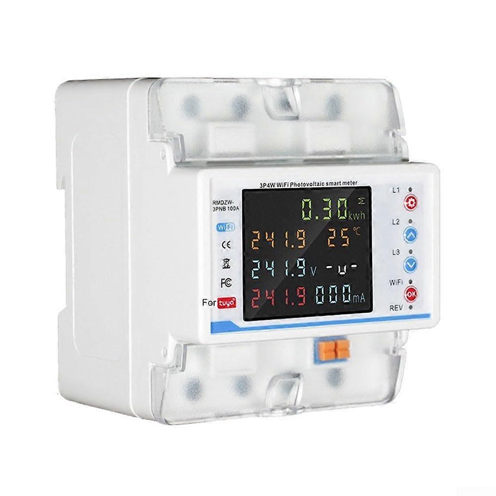 WiFi Smart Three Phase Circuit Breaker 4P 80A ABS LCD Display Energy Meter Tuya Compatible Electrical Panel Switch