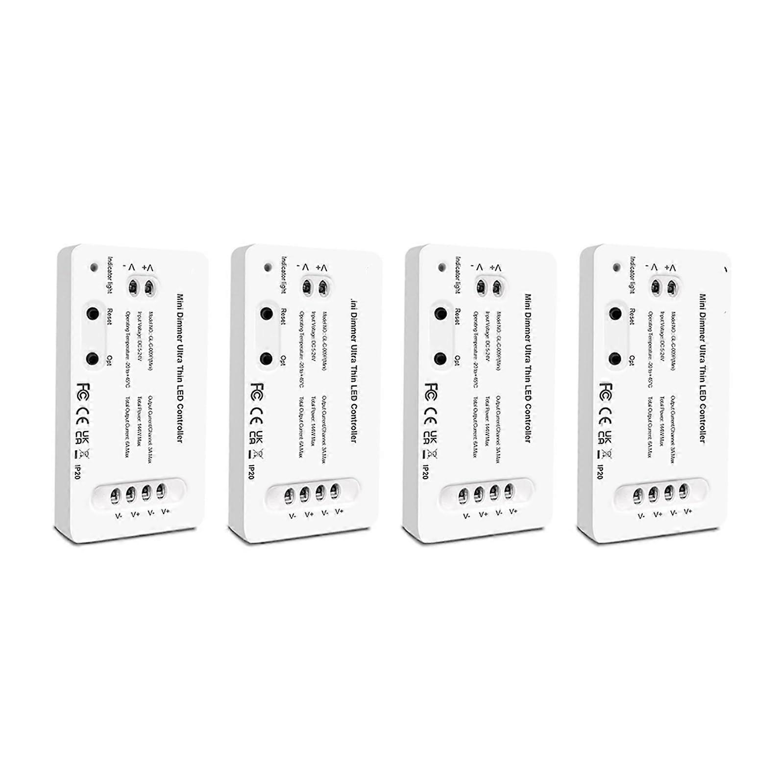 LED Light Strip Dimmer Switch UltraThin Mini Controller White 4Pack Easy Brightness Control