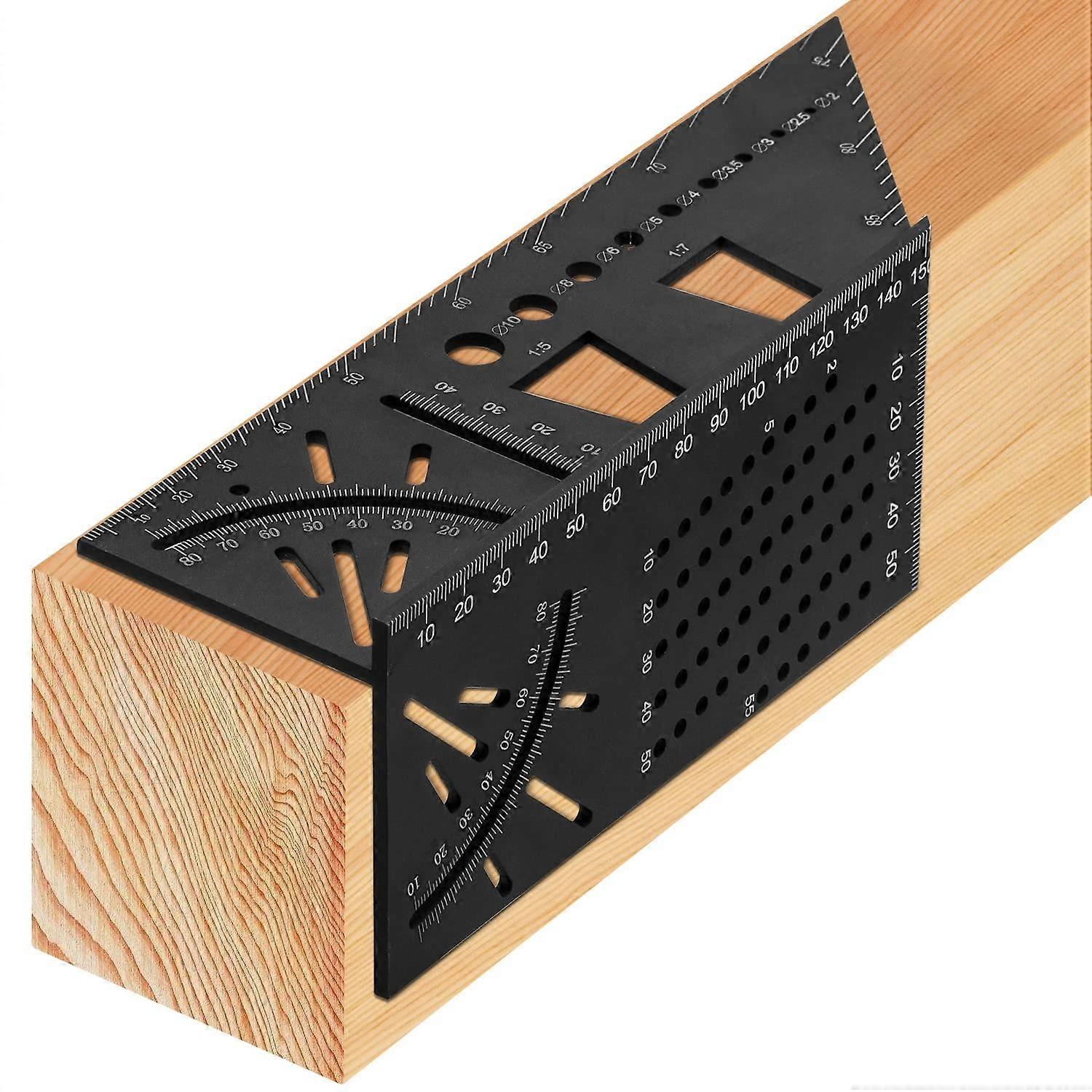 3D Aluminum Carpenter Square with Precision Metric Scale for Woodworking and Quick Angle Marking