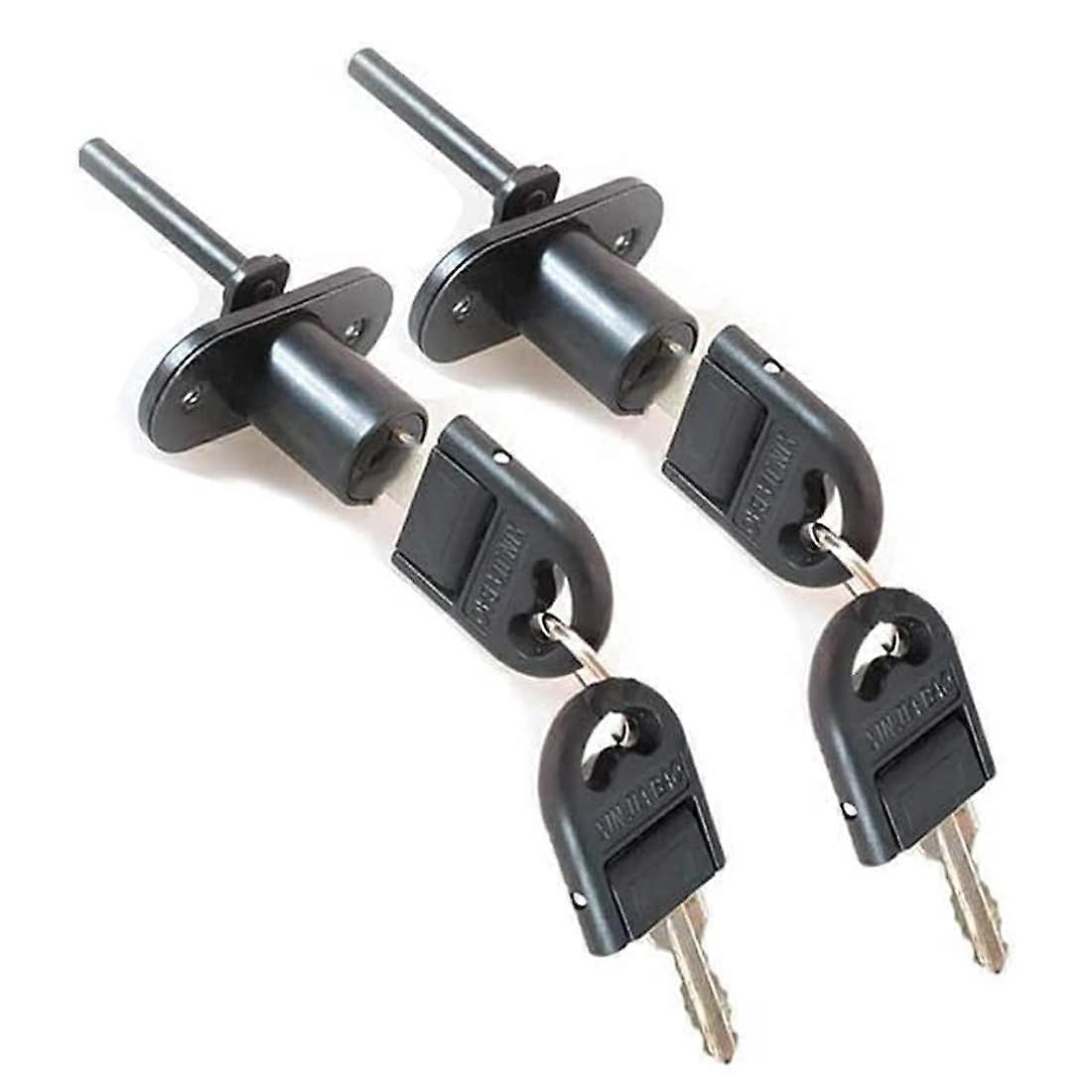 2 Pcs Zinc Alloy Cabinet and Drawer Locks with Keys, 16mm Cylinder, 40mm Rod, Black, Keyed Different
