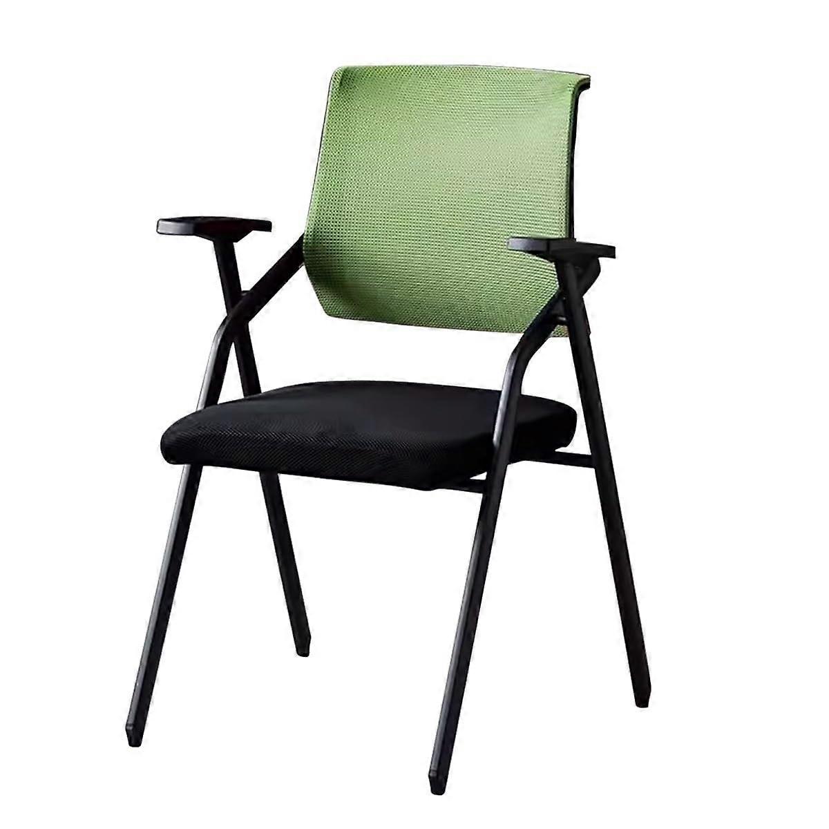 Office Chair with Lumbar Support, Foldable Stackable Design, FlipUp Arms, Durable Metal Frame, Grey