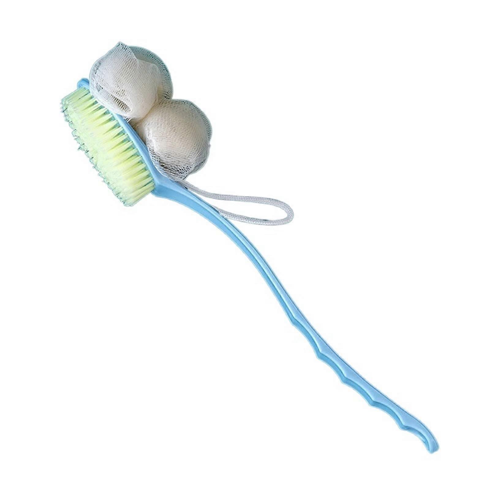 Bath Brush Long Handle Soft Bristle Back Scrubber for Shower with Ergonomic Grip Blue
