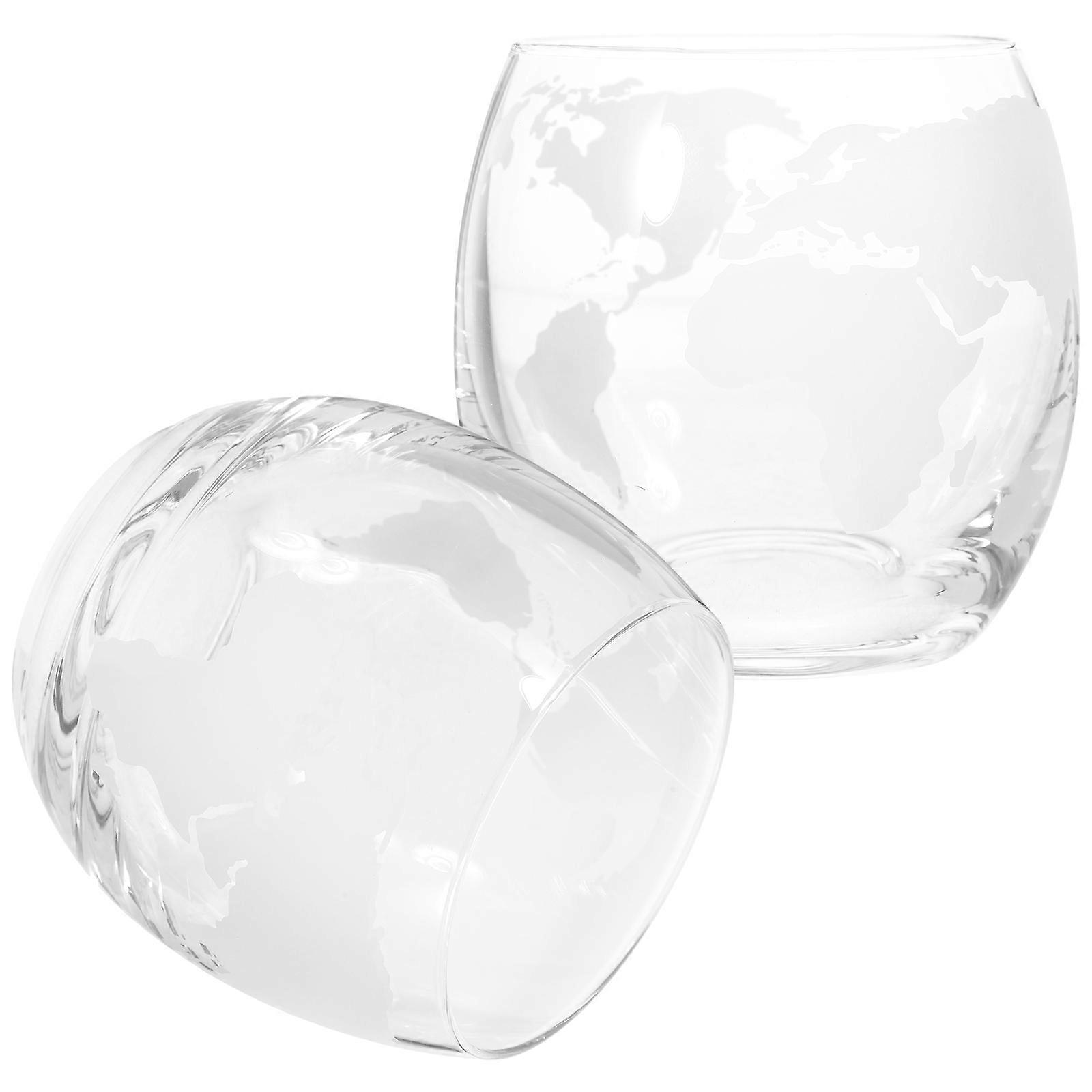 Transparent Round Cup Globe Cup For Drinking Water Cup 450ML 2Pcs