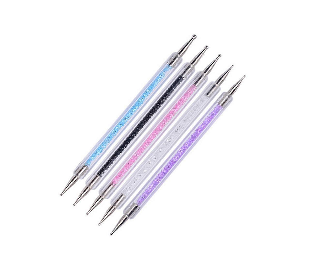 5Pcs Dual Ended Nail Art Dotting Tools Set with Dual Ball Sizes for Precise Dotting and Marbleizing
