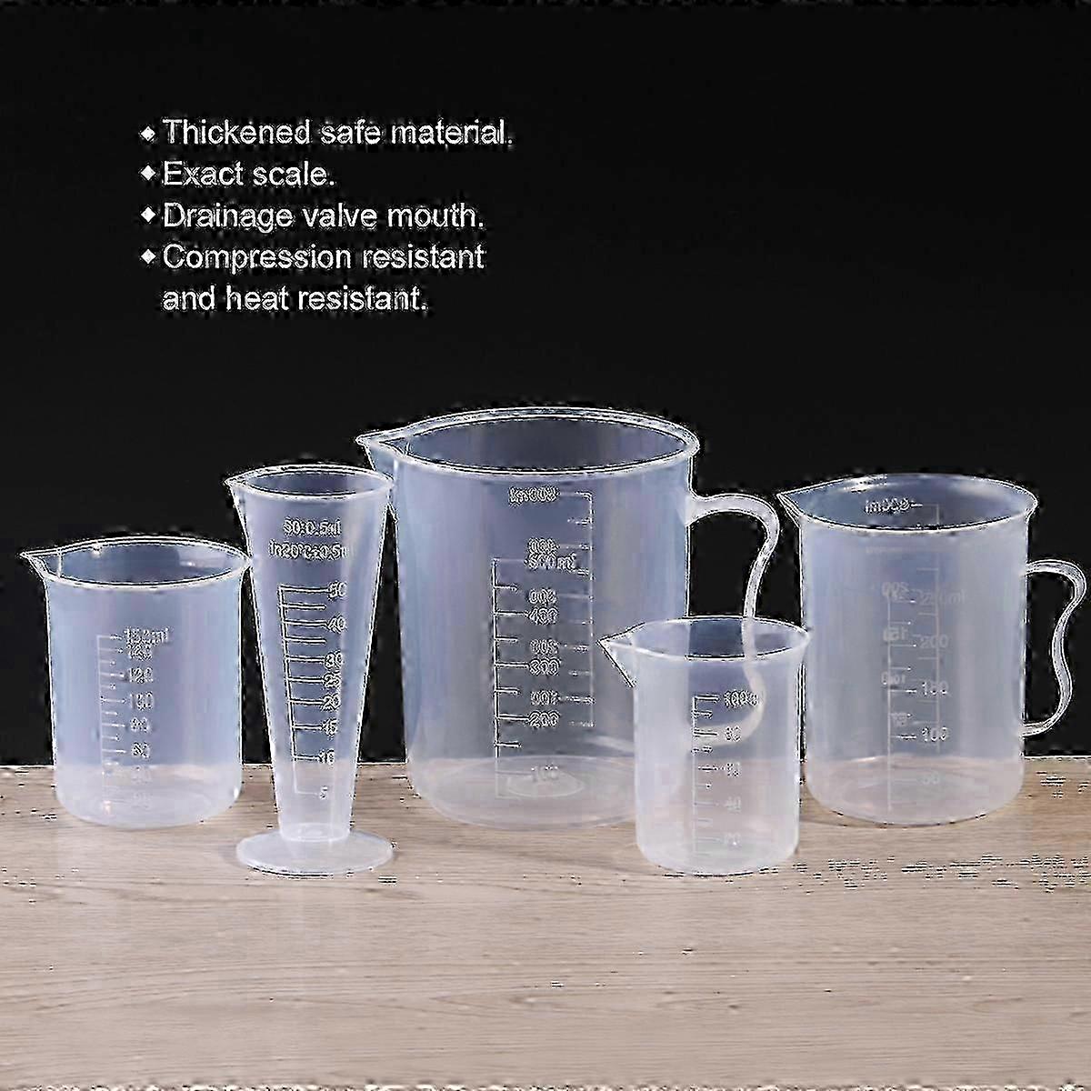 2025 Laboratory plastic graduated beakers (transparent 5-pack)