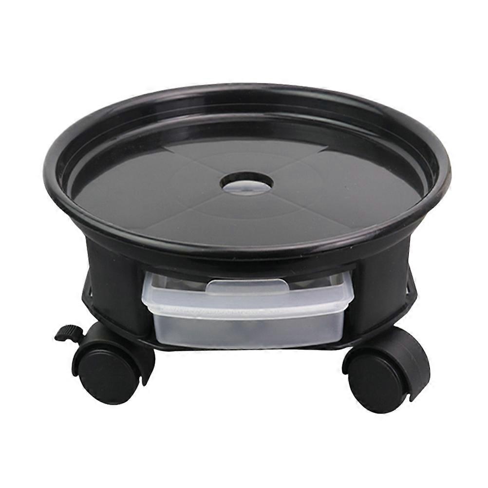Potted Stand Rack Round Wheel Flowerpot Tray with Removable Drawer