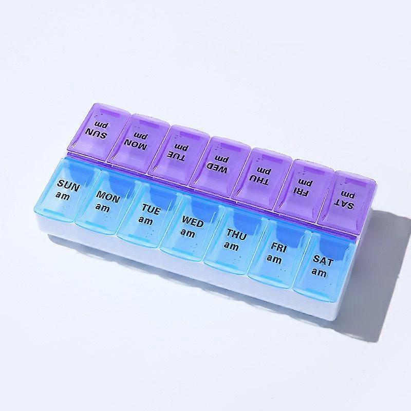 Practical 14-compartment Dosett pill holder, multi-color