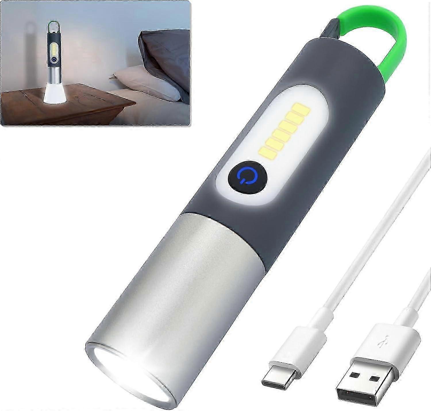 Strong Flashlight Mini Flashlight Keychain LED Light Rechargeable Portable Lamp--
