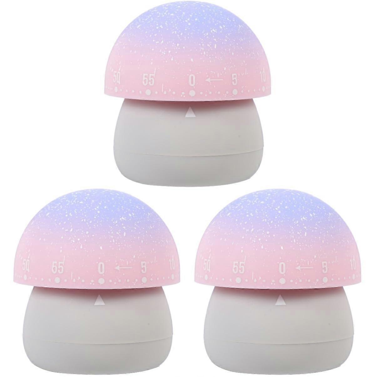 3pcs Cute Mushroom Kitchen Timer Mechanical Cooking Countdown with Loud Alarm for Baking and Home