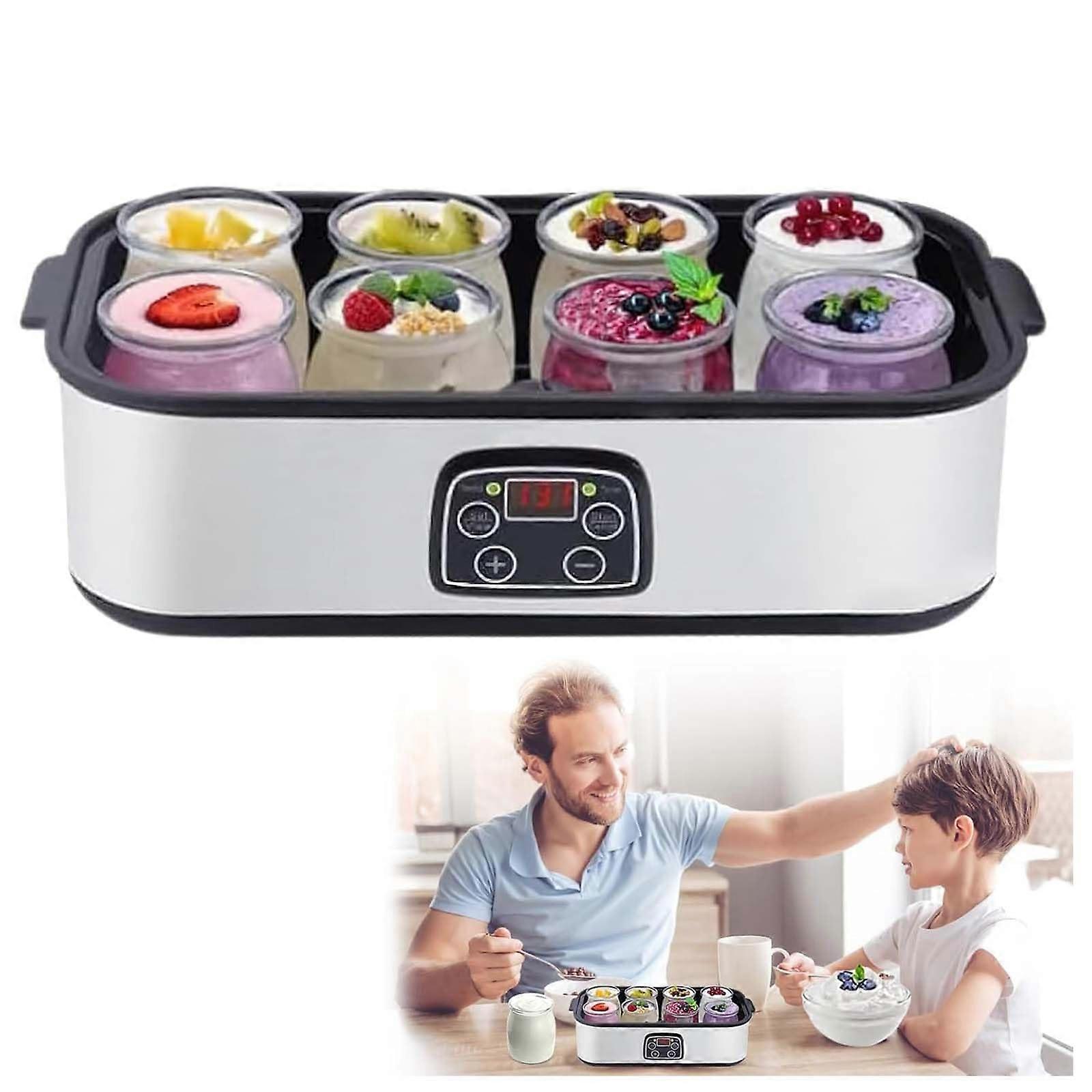 Electric Yogurt Maker with Adjustable Temperature Control, Digital Display, 1400ML Stainless Steel