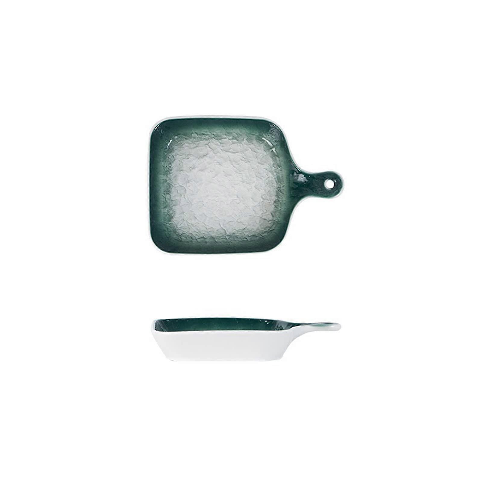 Ceramic Baking Dish with Handles, Square Stoneware Bakeware for Oven, Durable Glazed 2 Pcs Set Brown and Green