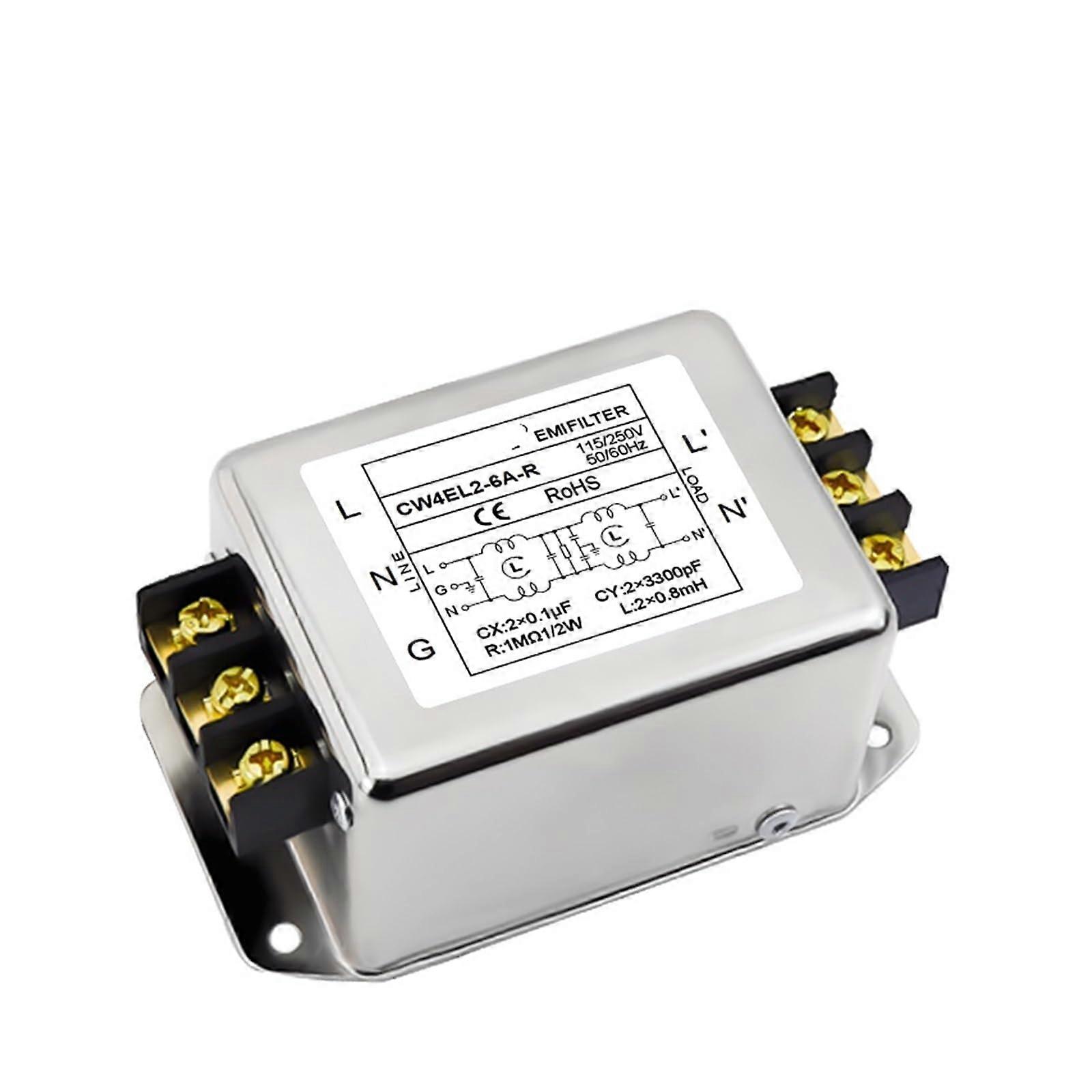 AC Power Line Filter 6A Two Stage EMI RFI Noise Filter Rail Mount  AntiInterference