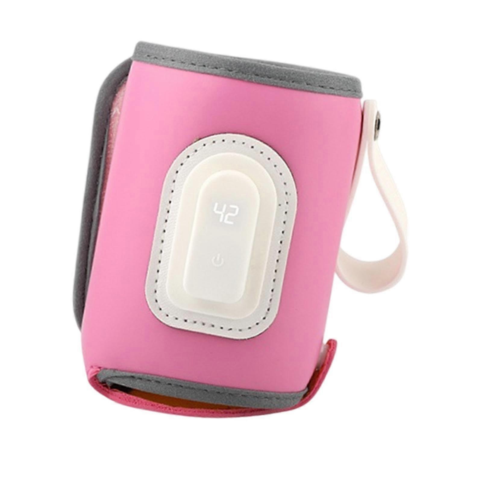 Portable Bottle Warmer with Adjustable Temperature Control, USB Powered Insulated Milk Bag, Pink