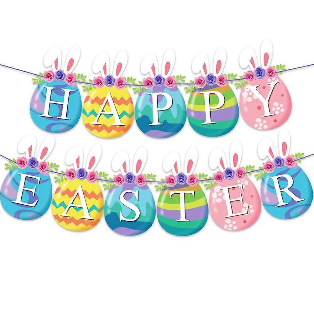 1pc Easter Banner Household Office Colorful Easter Decoration Rabbit Banner