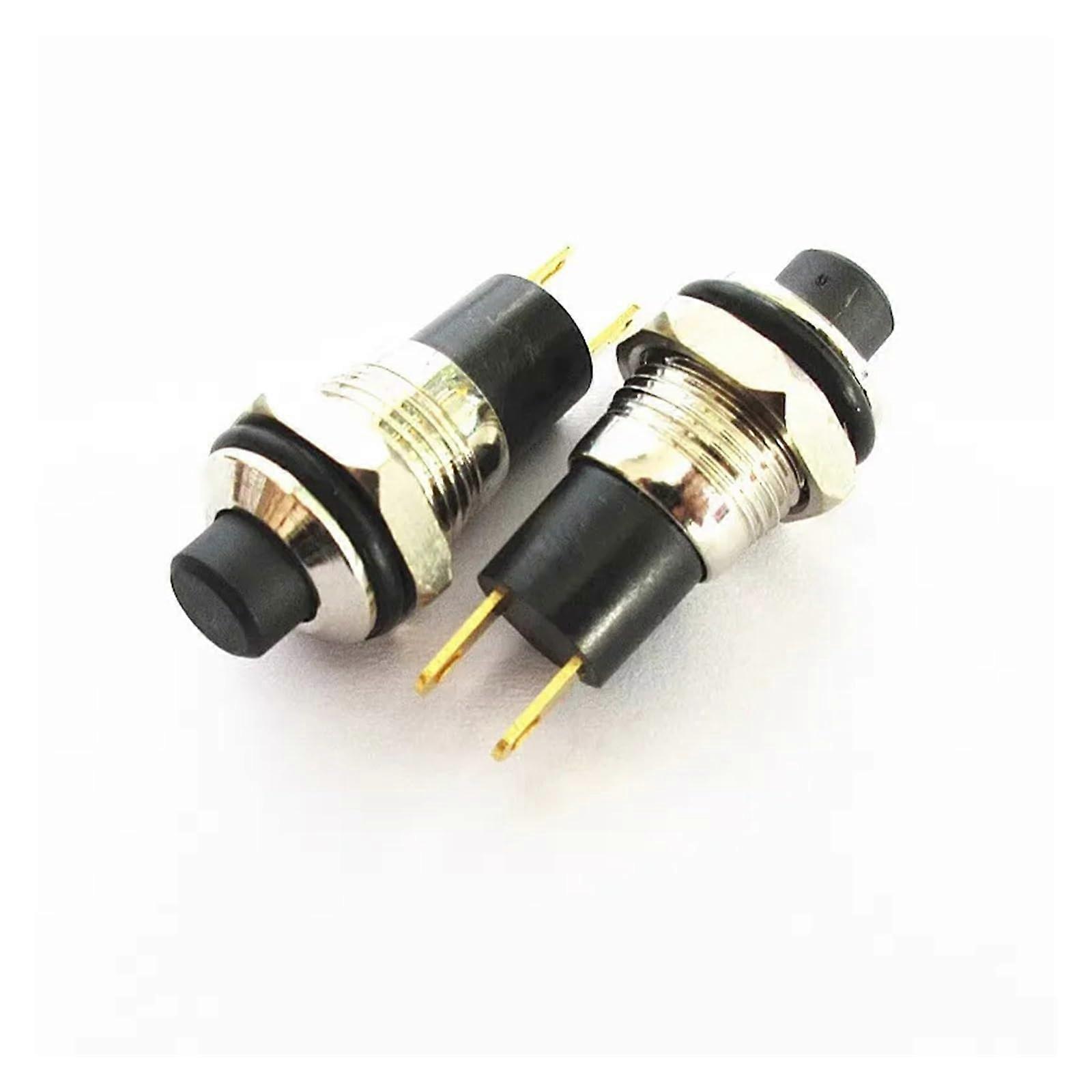 10mm Black Metal Push Button Switch with Secure Latching Mechanism and Compact Round Design